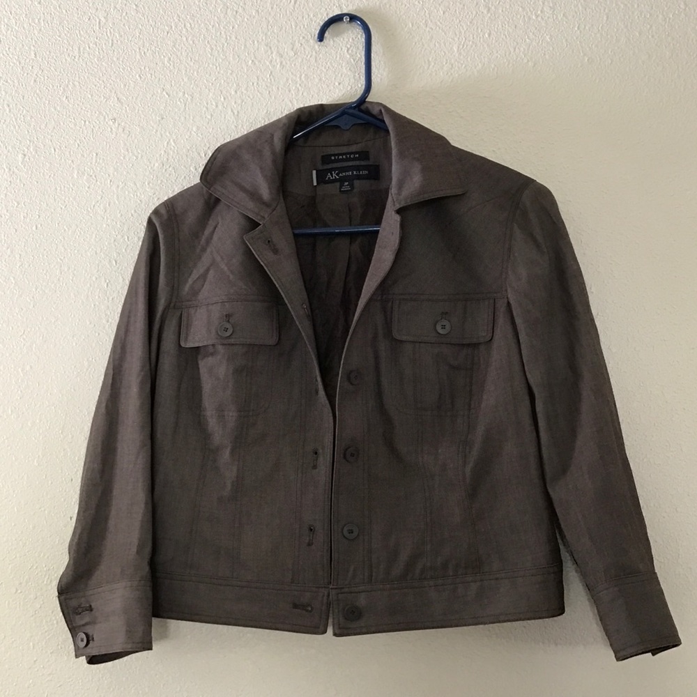 ANNE KLEIN WOMENS JACKET SZ 2P BROWN,BUTTON